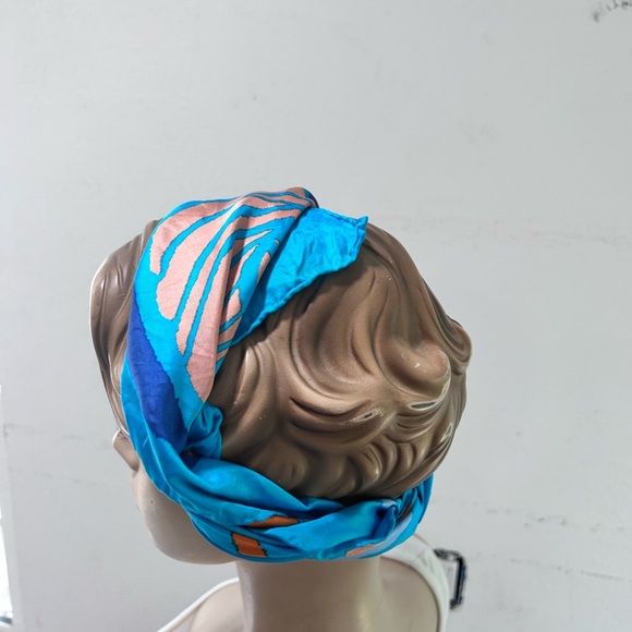 Silk Blue and Orange Scarf - Picture 13 of 16